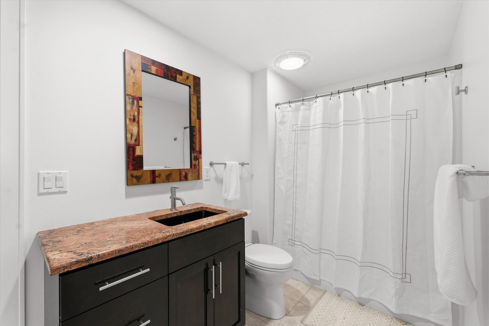 1117 Declaration Drive Savoy, IL 61874 - Photo 35 of 56 a bathroom with a granite countertop sink and a mirror