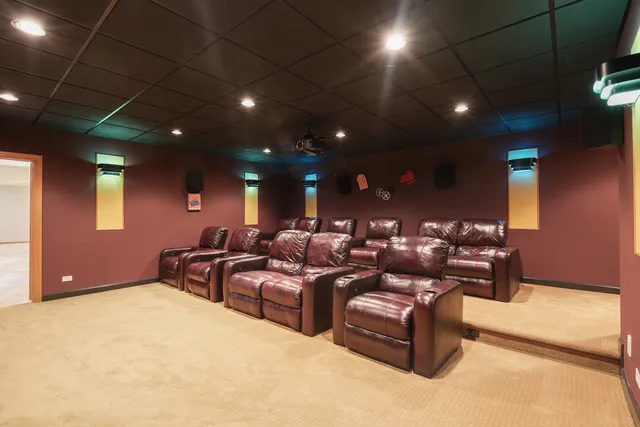 an aerial view of a house with a garden