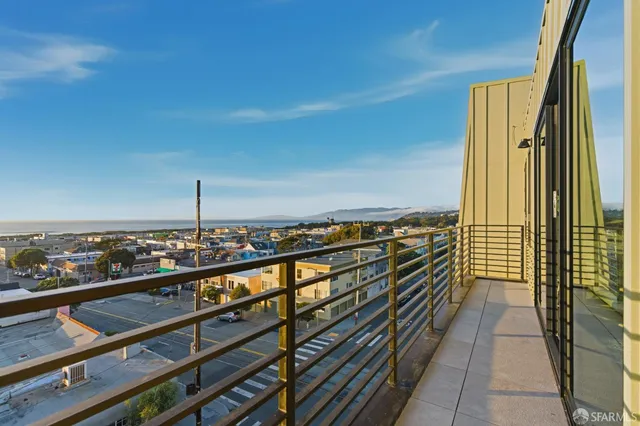 a view of a balcony from door