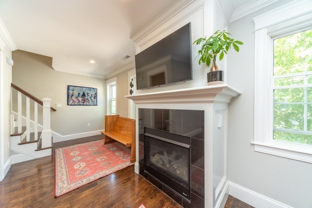 156 Ash Street, Unit 2 Waltham, MA 02453 - Photo 12 of 39 a living room with a fireplace and potted plants