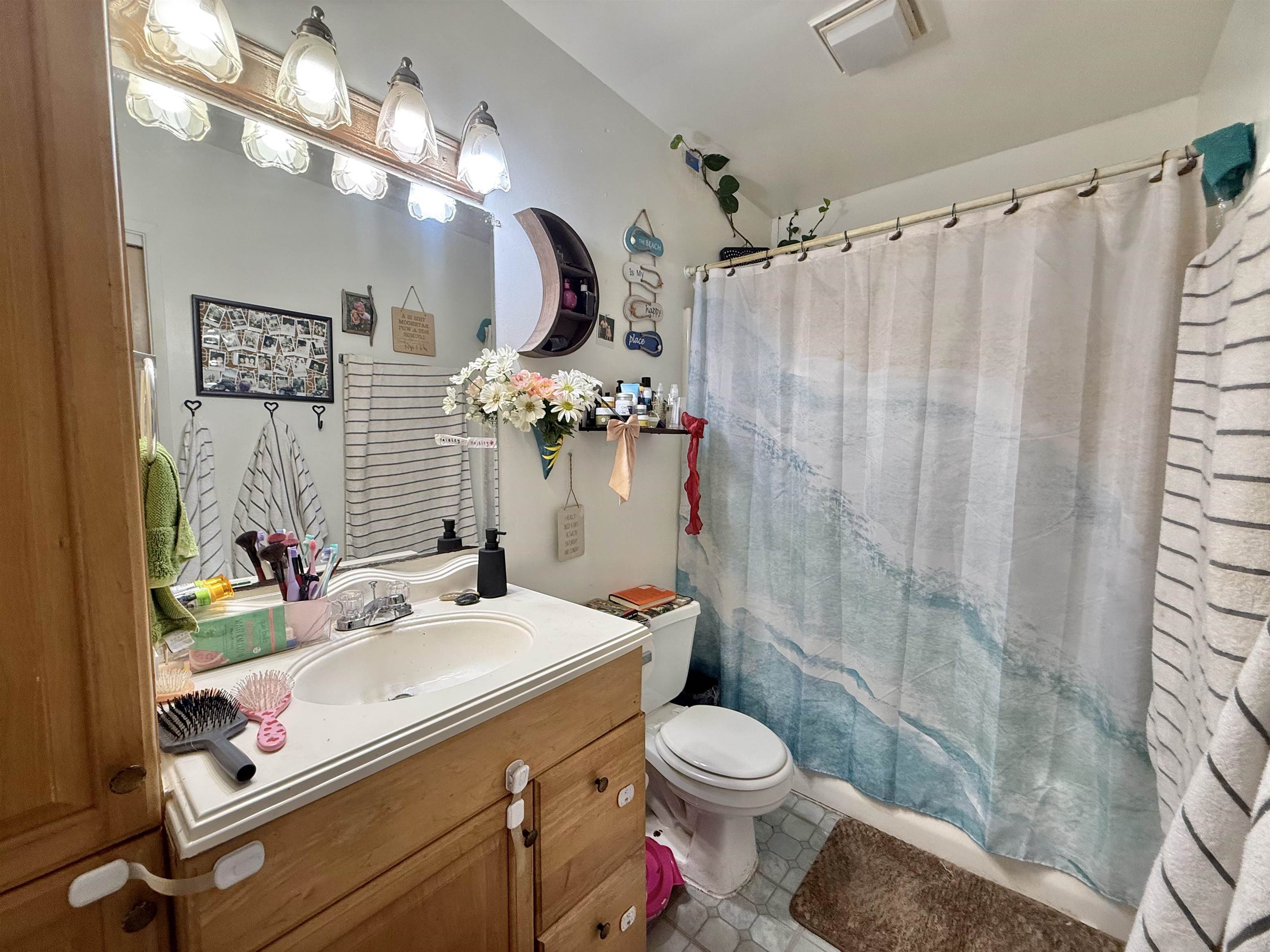 1630 Kauhikoa Road Haiku, HI 96708 - Photo 36 of 48 a bathroom with a sink vanity mirror and toilet