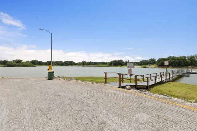 a view of a lake with a mountain in the background