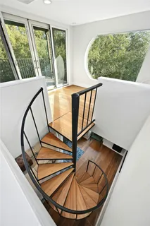a view of a balcony with roof