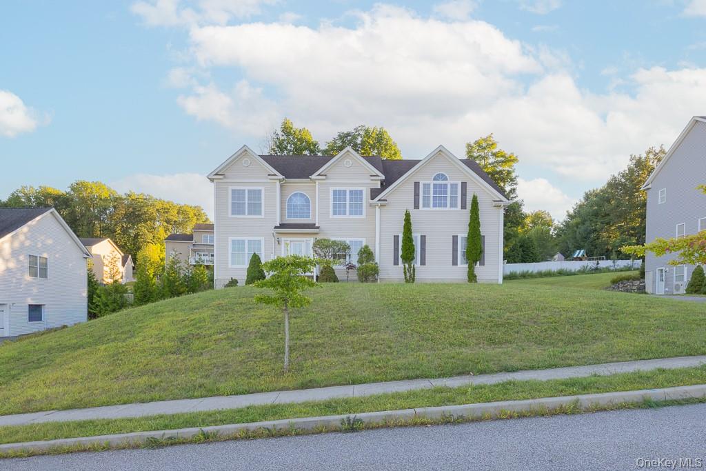 a front view of a house with a yard