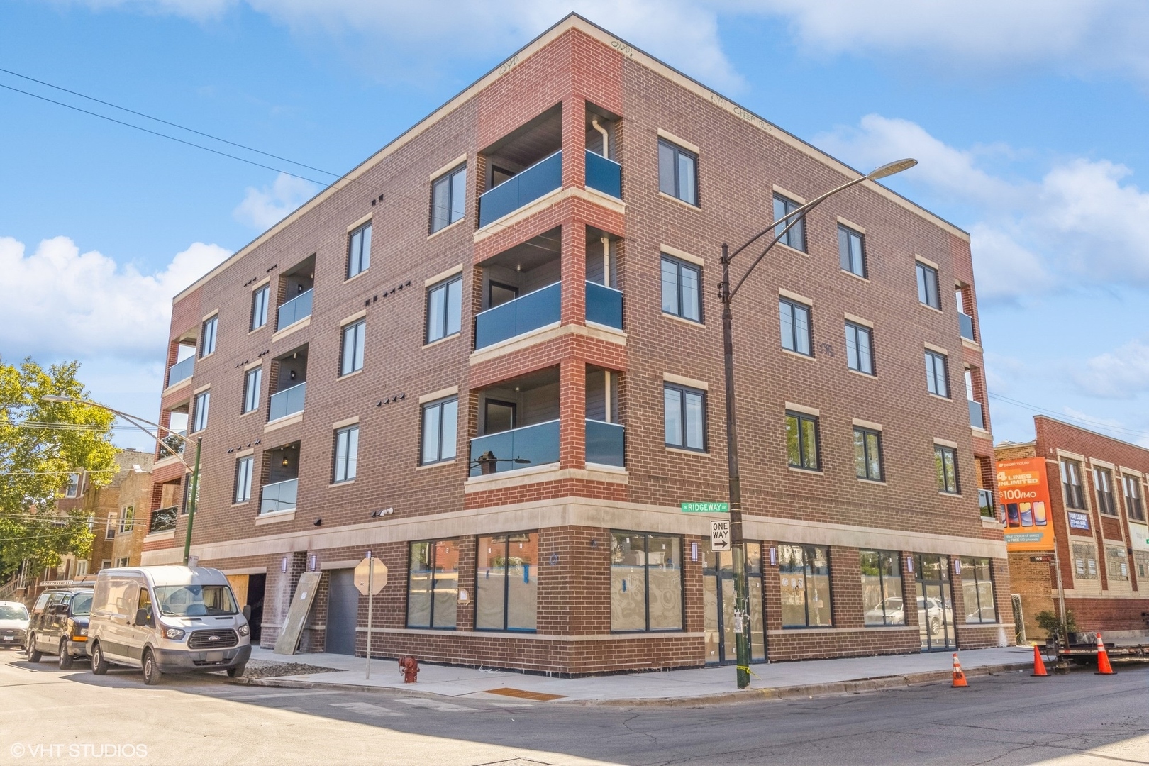 a front view of a building