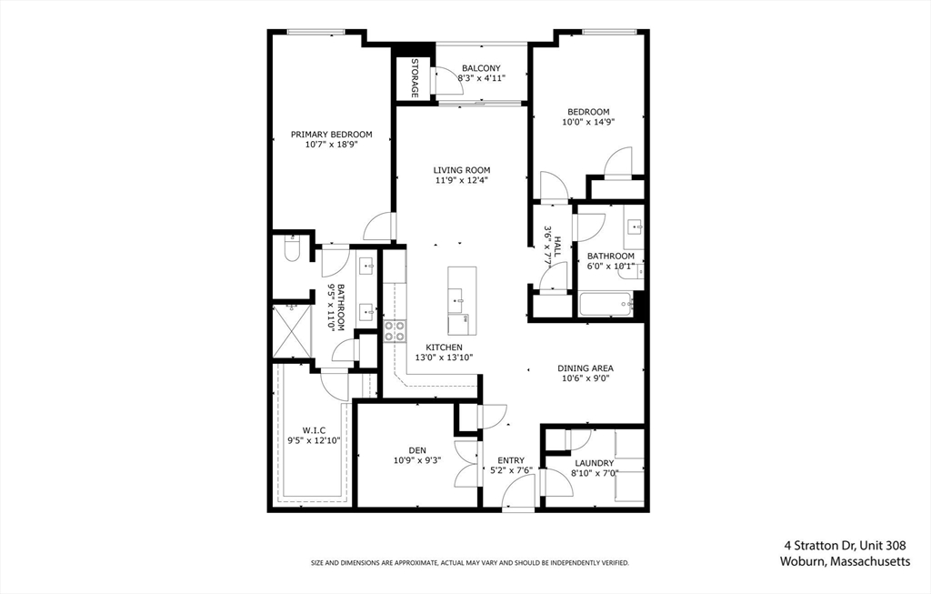 4 Stratton Drive, Unit 308 Woburn, MA 01801 - Photo 13 of 24 a picture of a floor plan