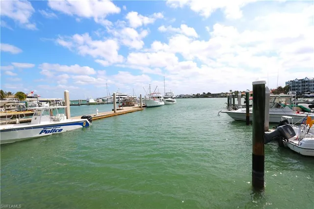 a view of a lake with couches chairs and a table