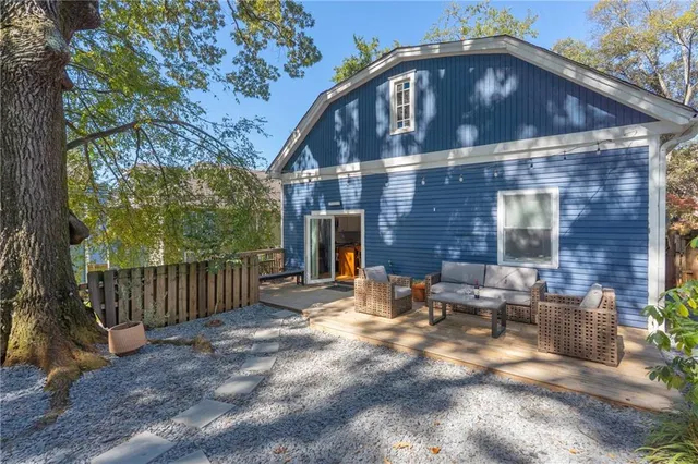 a front view of a house with patio