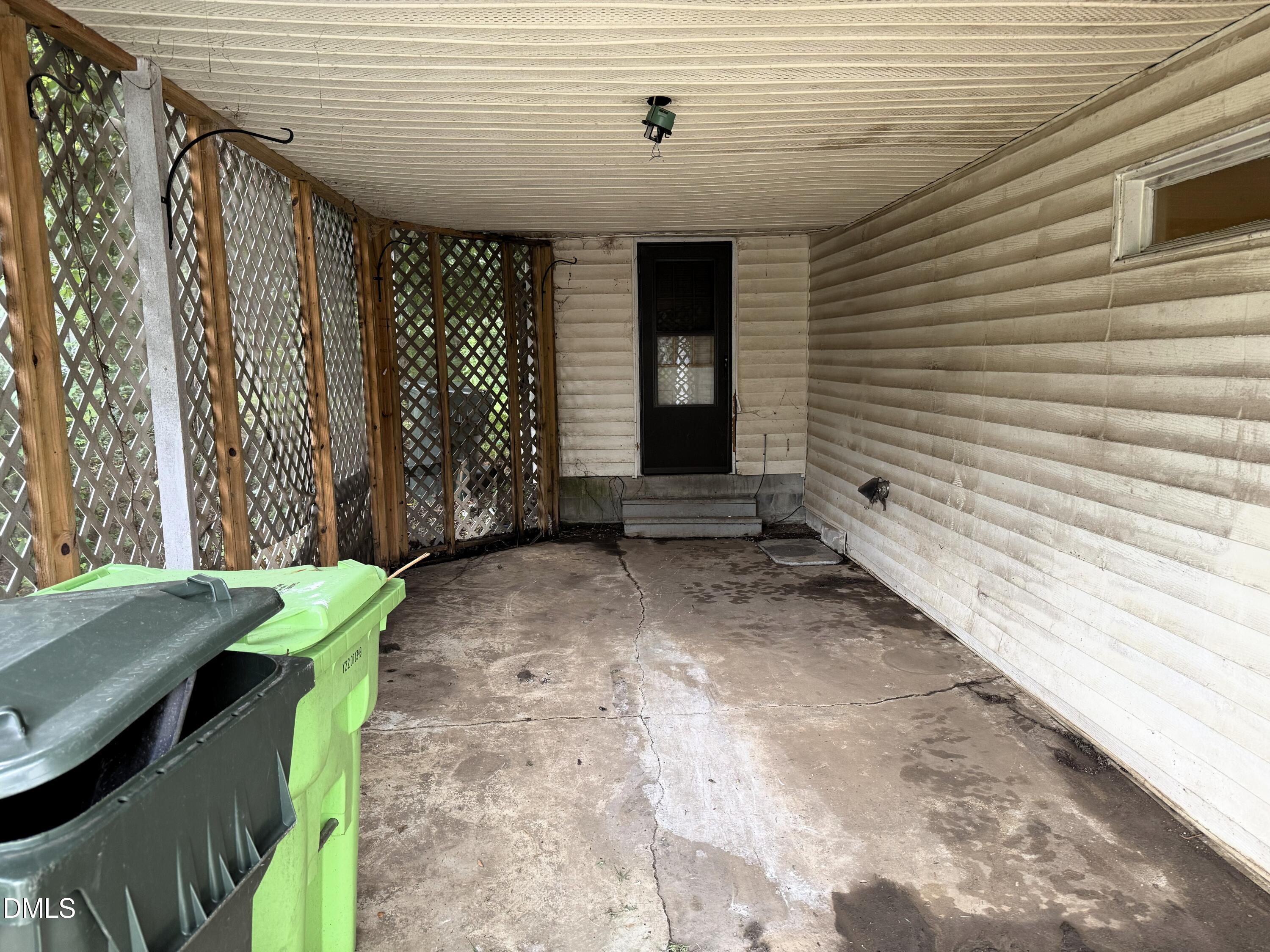 Inside of the open carport