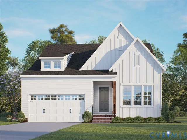 a view of a house with backyard and garden