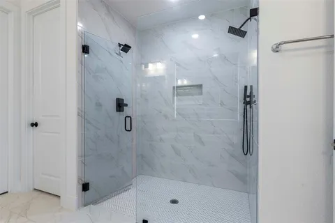 a bathroom with a shower