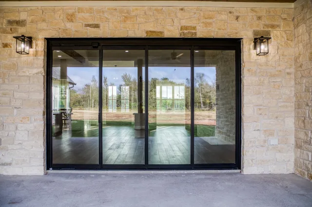 a view of a glass door