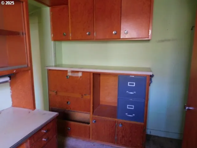 a room with cabinets