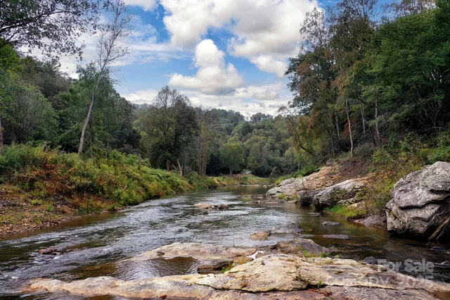 a view of a dirt road with trees