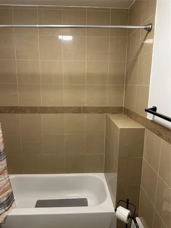 a bathroom with a bathtub