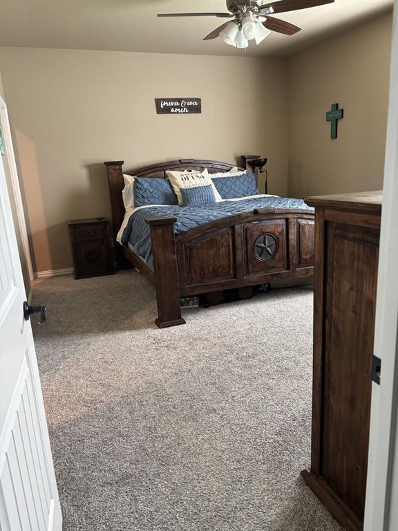 1020 Turkey Meadows Weatherford, TX 76088 - Photo 10 of 21 Carpeted bedroom featuring ceiling fan