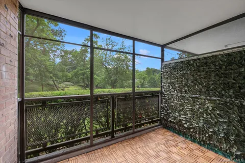 a view of a black and white door