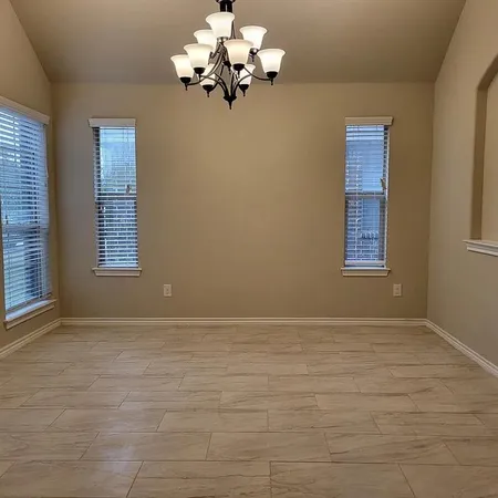 a view of a chandelier in a room