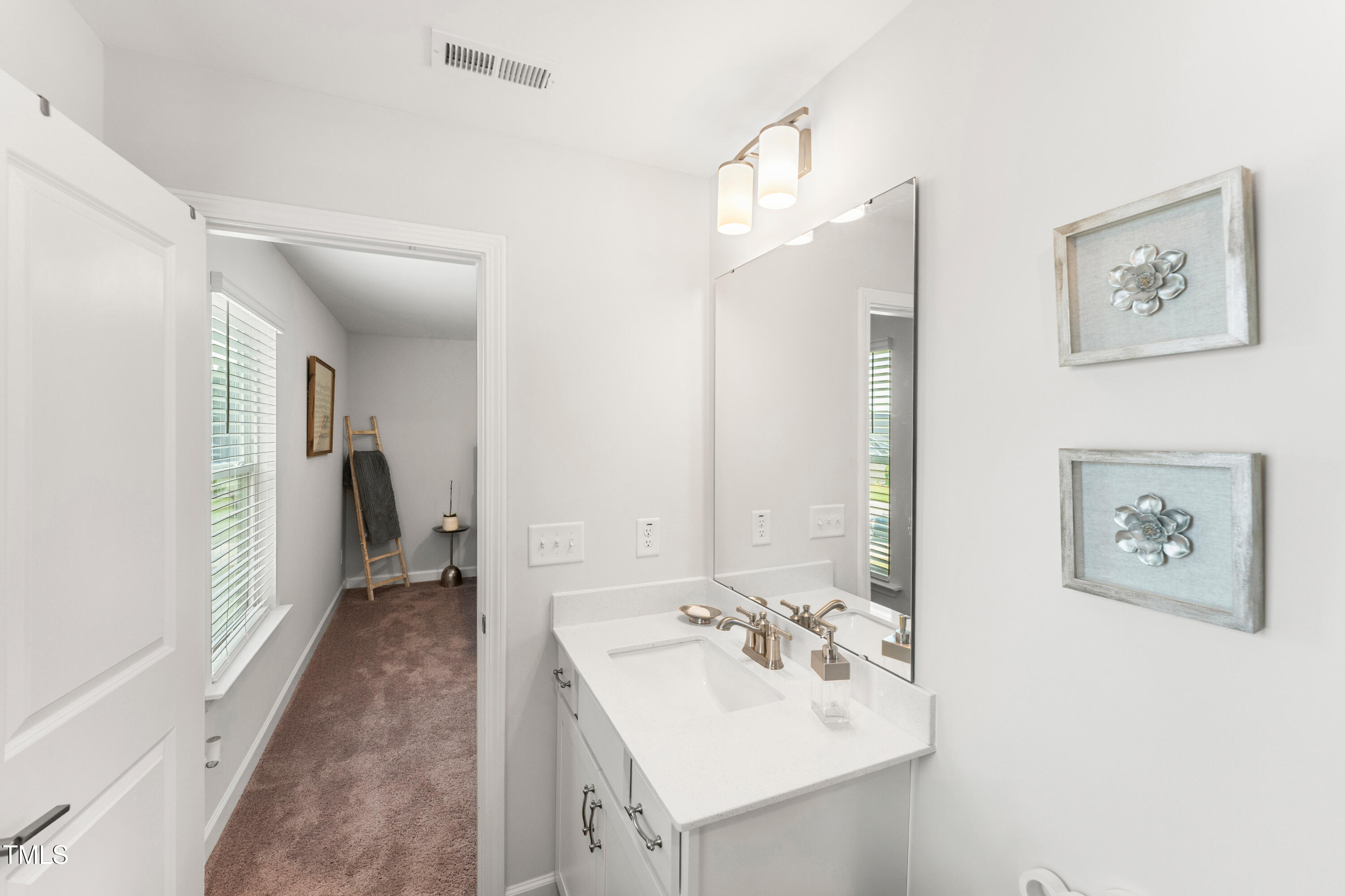 205 Morningside Lane Angier, NC 27501 - Photo 37 of 46 a en suite bathroom with a sink and a mirror