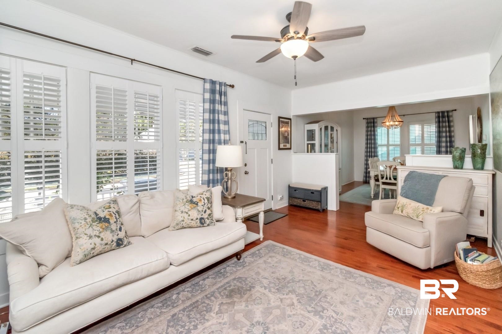 116 Item Avenue Mobile, AL 36607 - Photo 8 of 33 Living room with a healthy amount of sunlight, hardwood / wood-style flooring, and ceiling fan