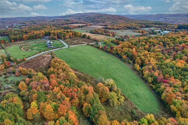 a view of a city with a lake
