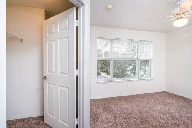 an empty room with windows