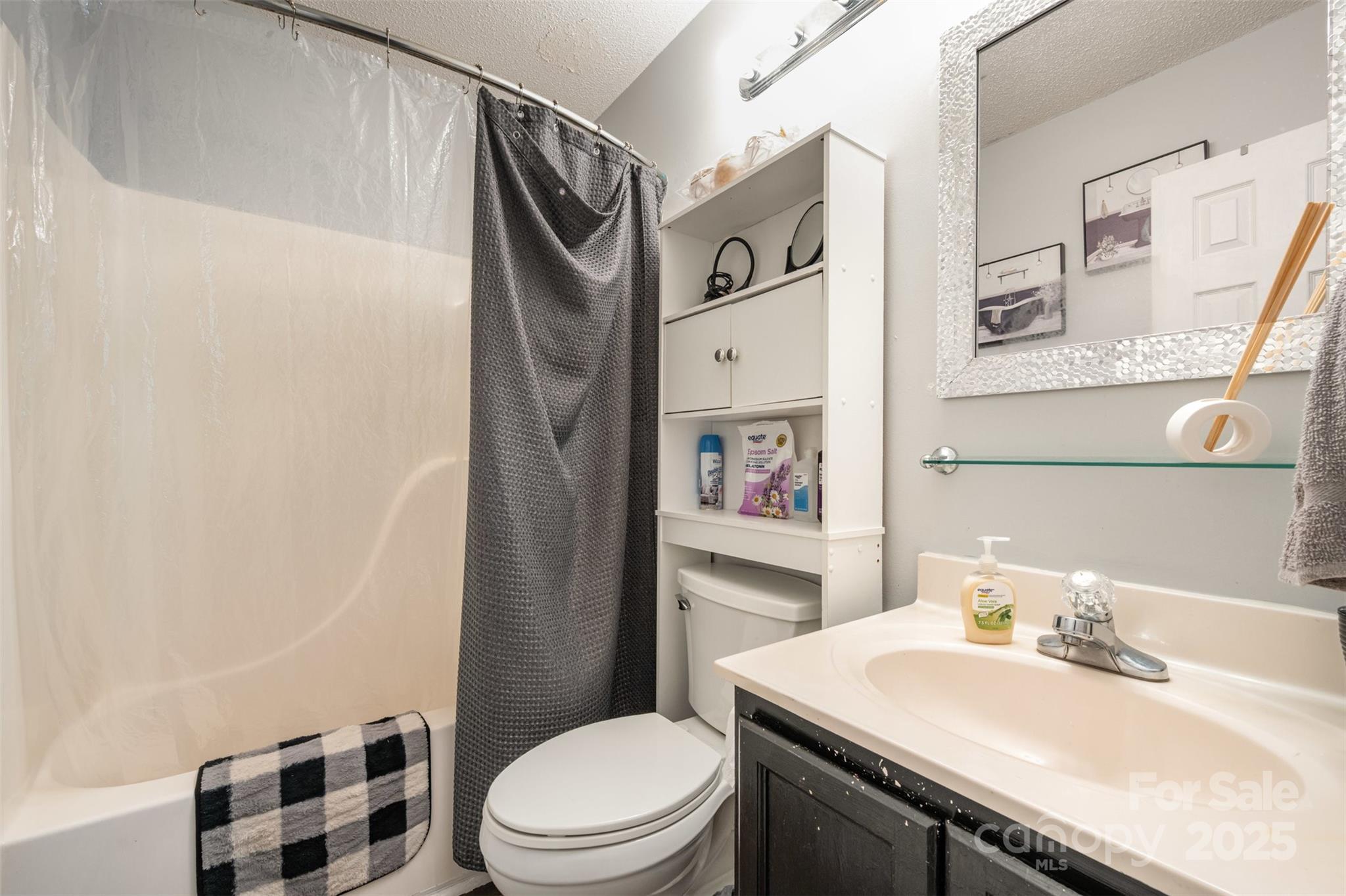 704 Willow Road Salisbury, NC 28147 - Photo 13 of 18 a bathroom with a sink a toilet and shower curtain