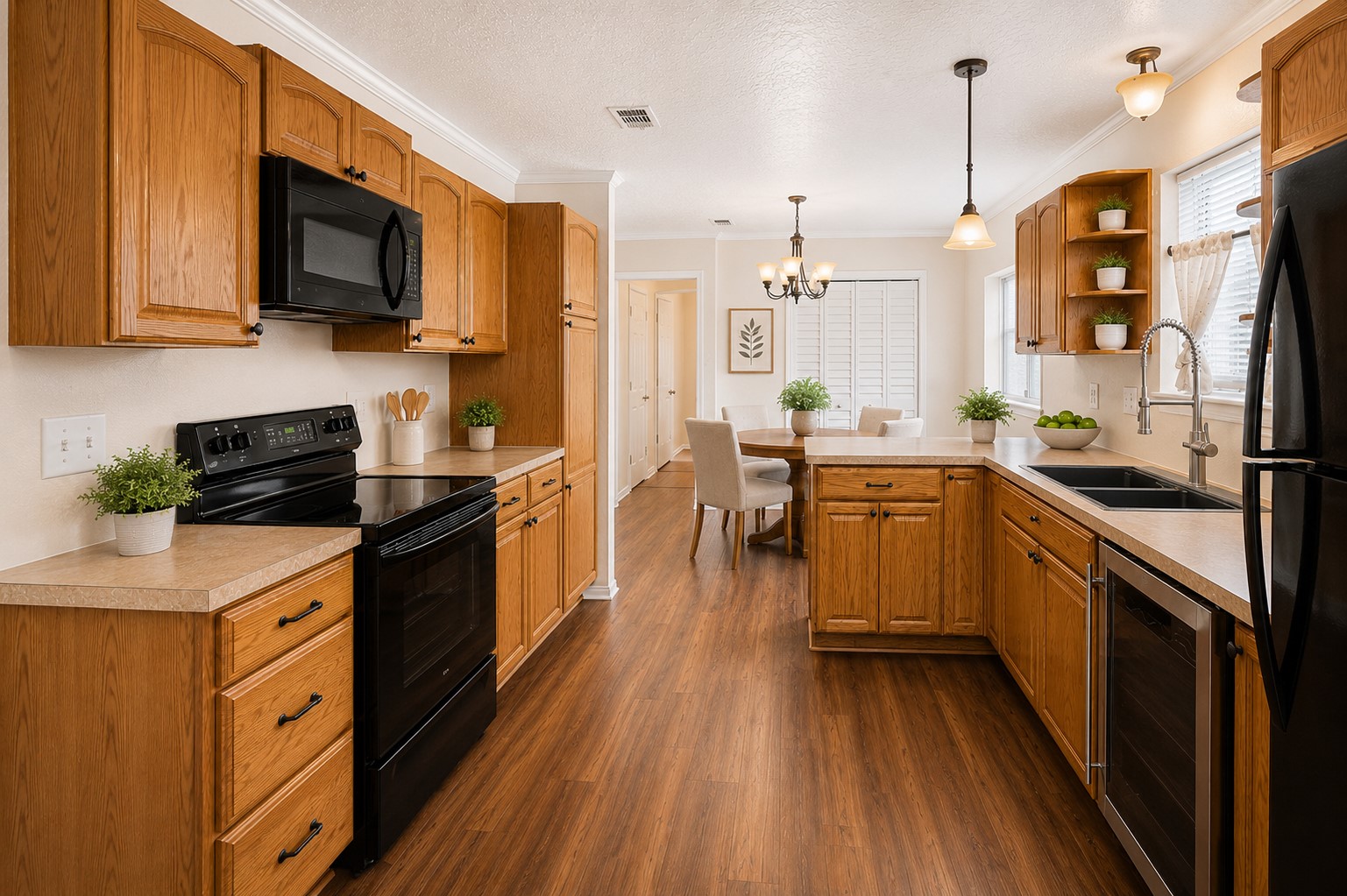 4818 Quailgate Drive Spring, TX 77373 - Photo 6 of 26 a kitchen with stainless steel appliances a sink dishwasher a stove top oven a refrigerator with wooden floor