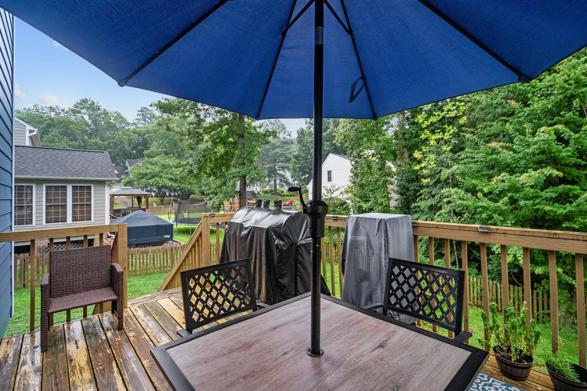 6305 Dry Fork Lane Raleigh, NC 27617 - Photo 38 of 41 a view of a wooden deck with furniture