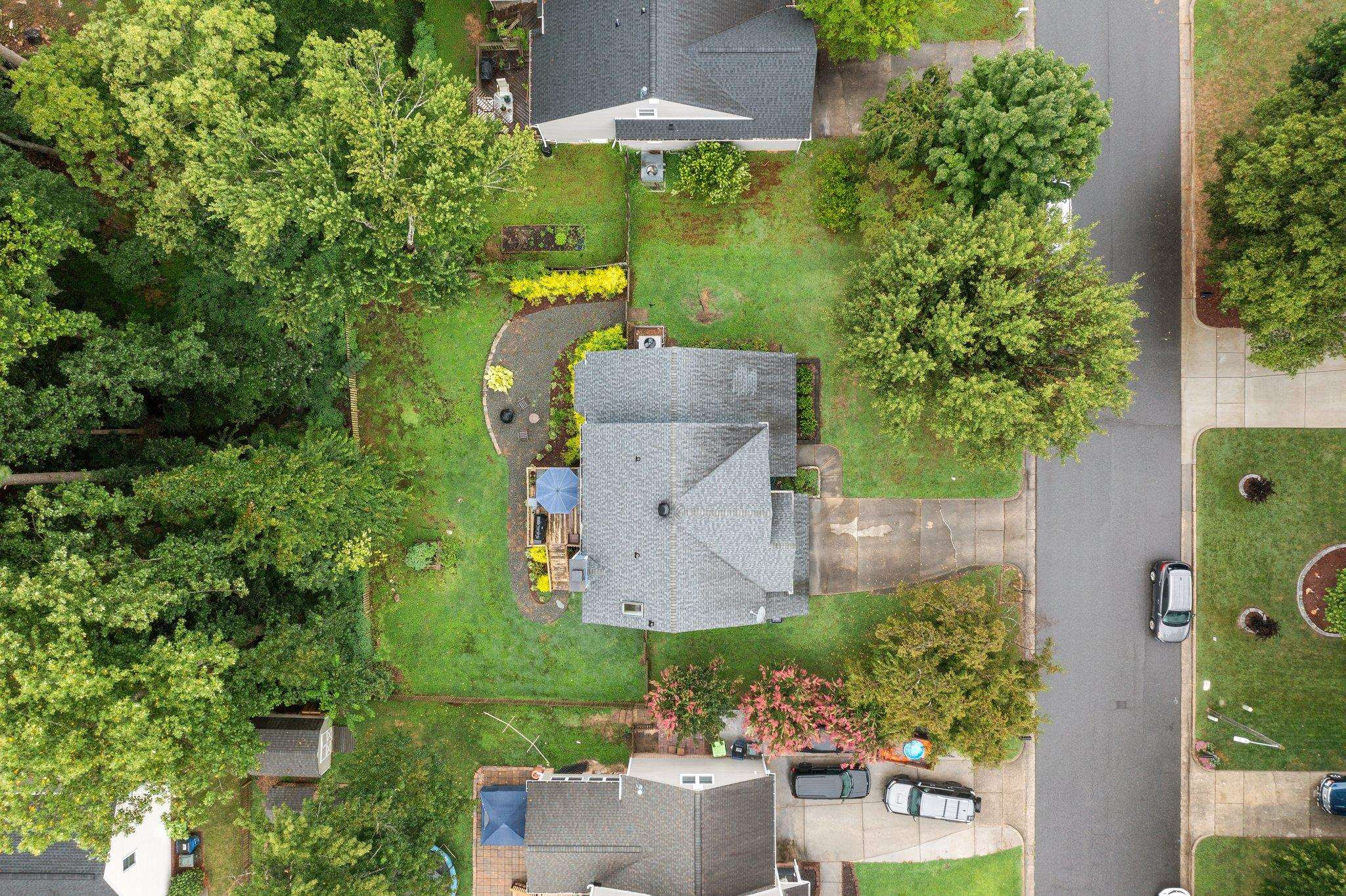 6305 Dry Fork Lane Raleigh, NC 27617 - Photo 41 of 41 an aerial view of a house with outdoor space pool seating area and yard