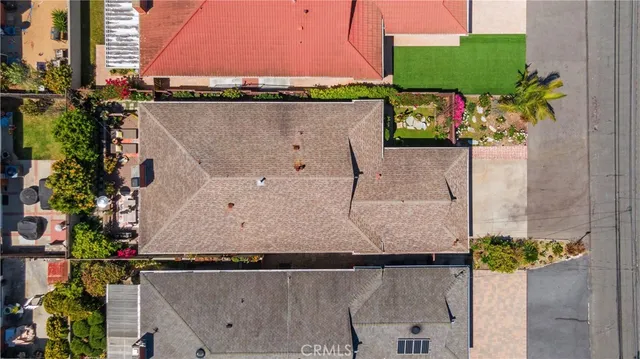 an aerial view of a fireplace with a street