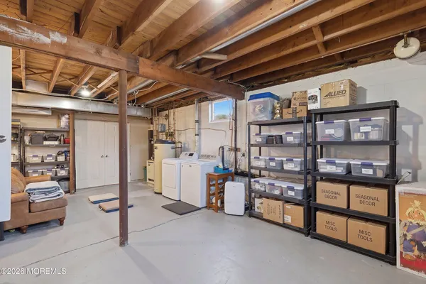 a view of a garage with furniture