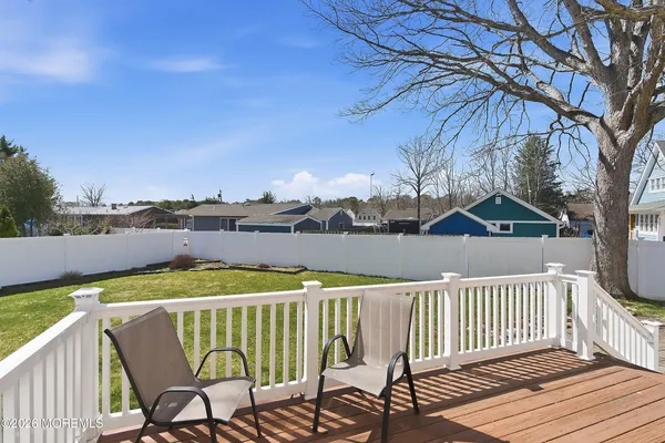 a view of a deck with a chair