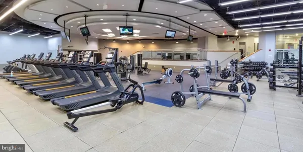 a view of a room with gym equipment