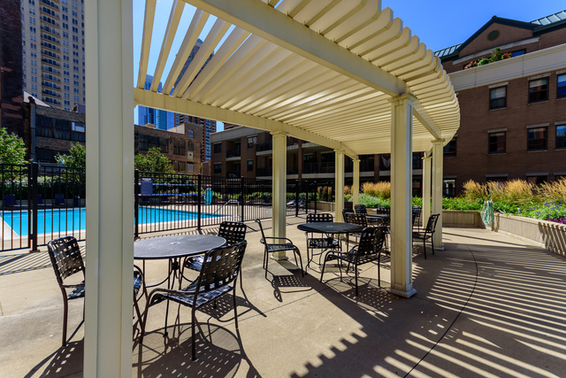 1155 South State Street, Unit 401 Chicago, IL 60605 - Photo 21 of 23 a view of a patio with table and chairs and potted plants