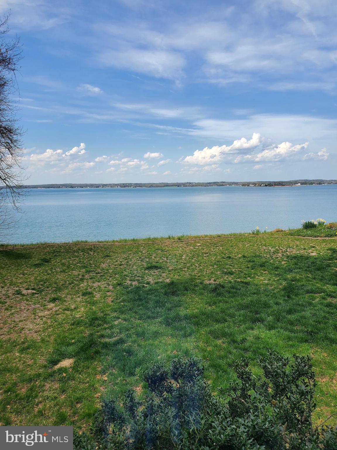 a view of a lake from a yard