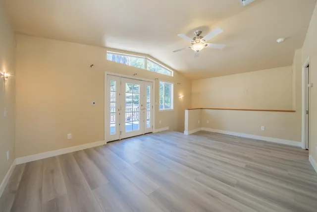 a view of an empty walk in closet