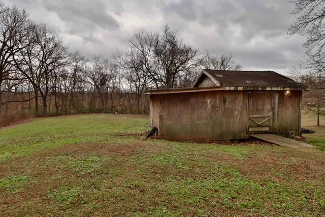 a view of backyard with green space
