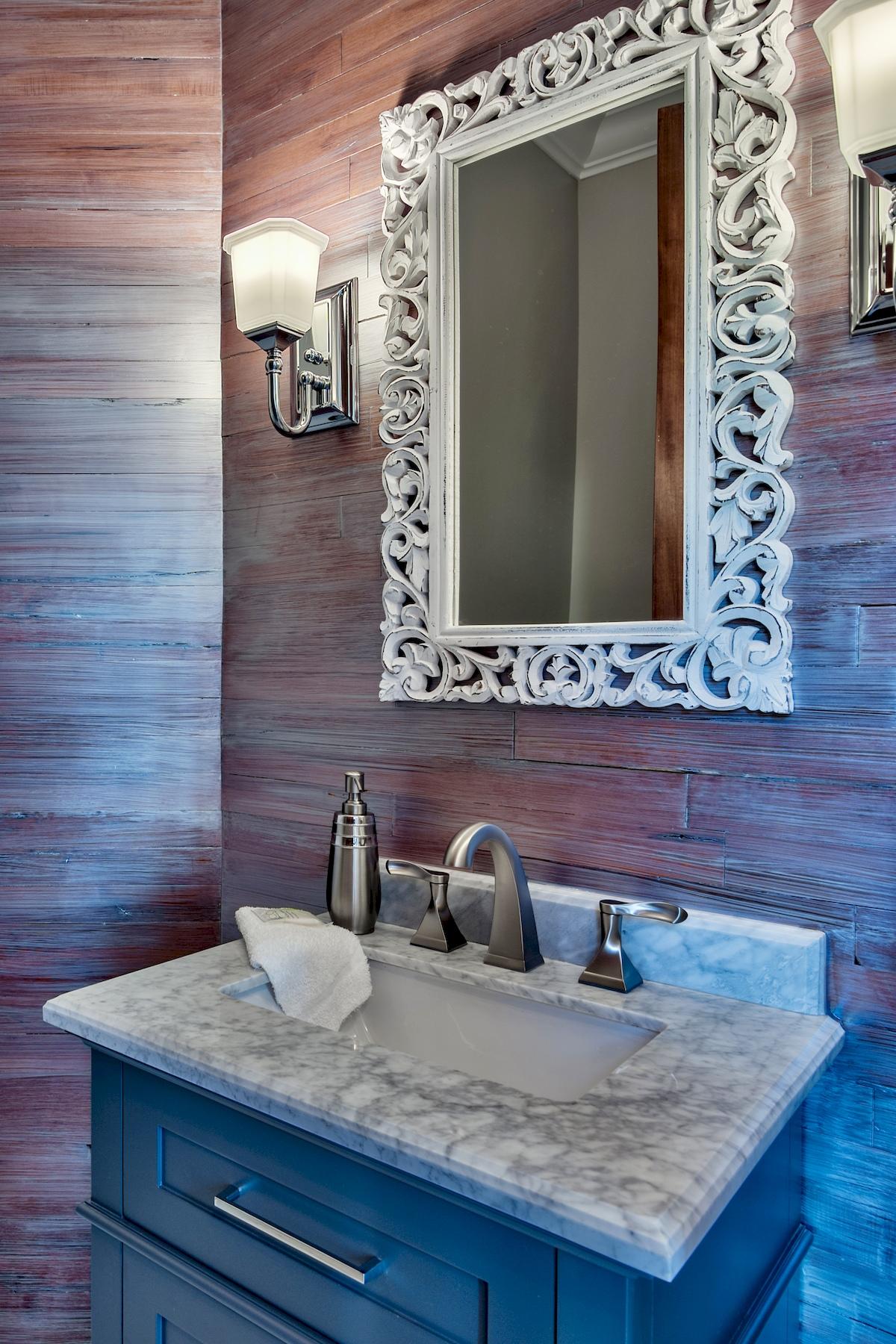 231 Rue St Tropez Miramar Beach, FL 32550 - Photo 22 of 35 a bathroom with a granite countertop sink and a mirror