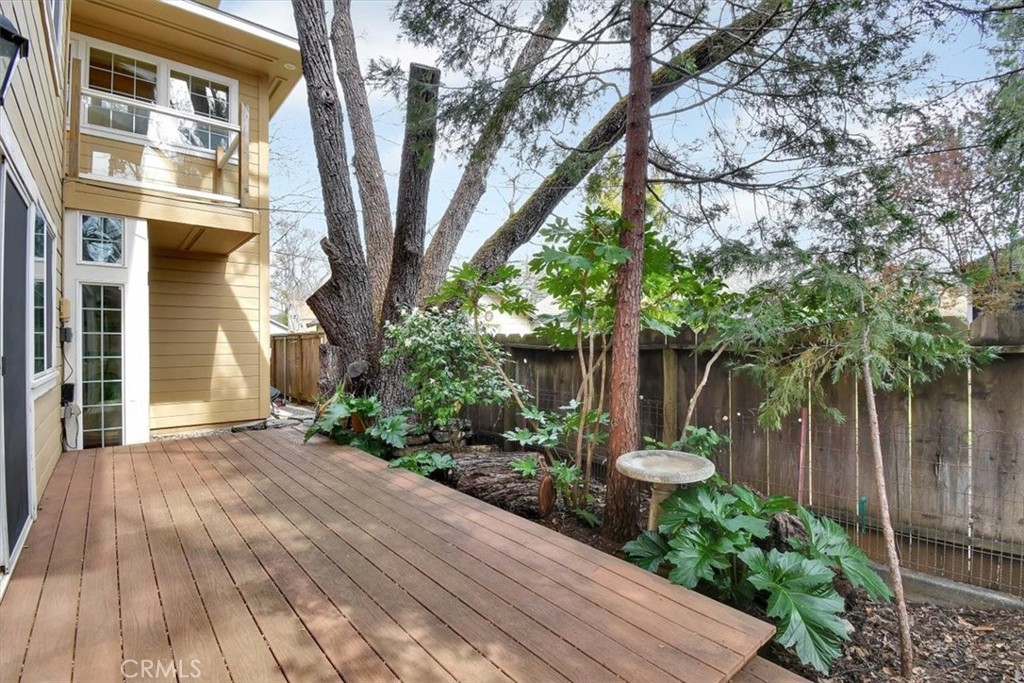 1631 Salem Street Chico, CA 95928 - Photo 31 of 71 a view of a backyard with potted plants and large trees
