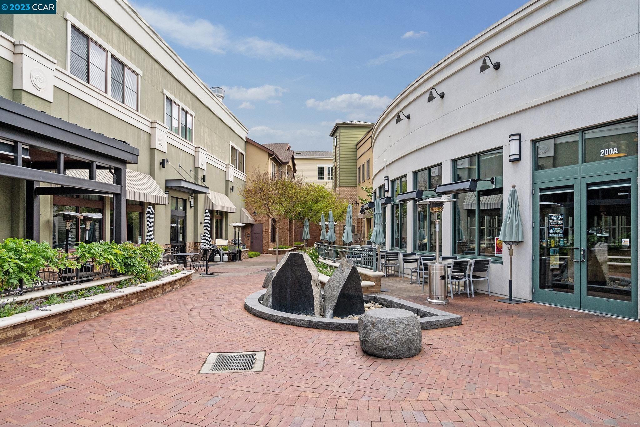 a view of a building with patio