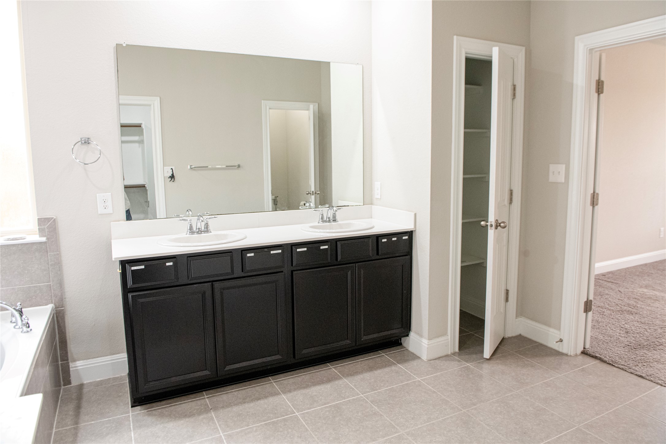 2260 Hat Bender Loop Round Rock, TX 78664 - Photo 14 of 40 a bathroom with a double vanity sink and a mirror