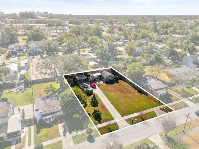 a view of a city and ocean view