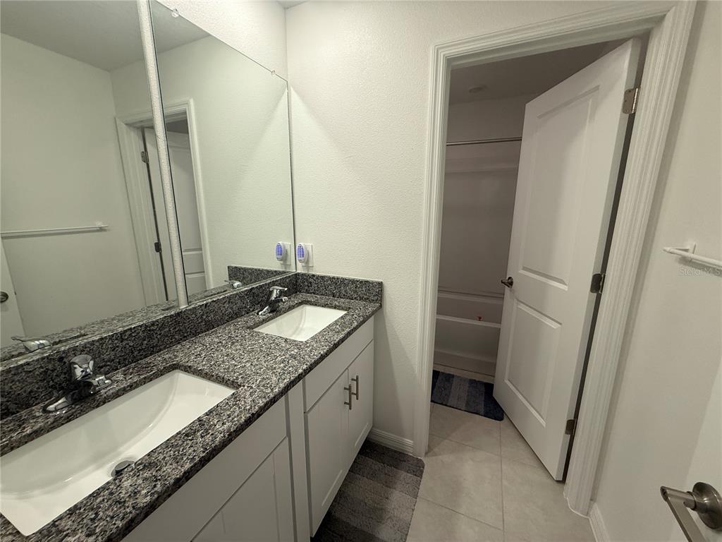 2881 Silver Scallop Loop Wimauma, FL 33598 - Photo 12 of 17 a bathroom with a granite countertop sink and a mirror