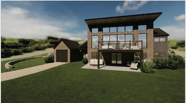 a view of house with yard and porch