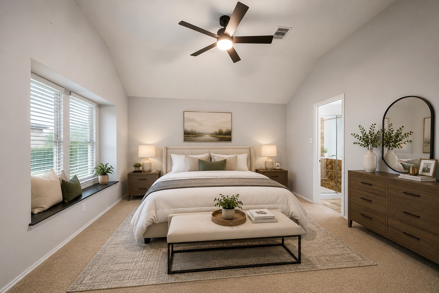 2211 Oak Rise Drive Conroe, TX 77304 - Photo 28 of 29 Master bedroom with ceiling fan and large windows