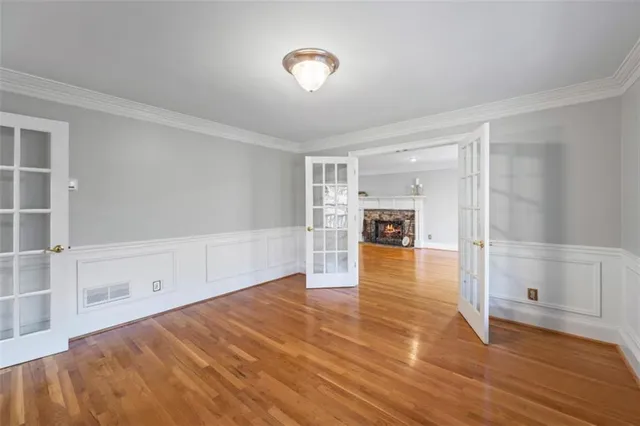 a bedroom with a bed and furniture