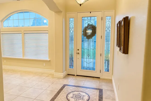 a view of a bathroom with a tub