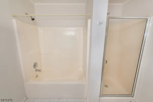 a bathroom with a bathtub