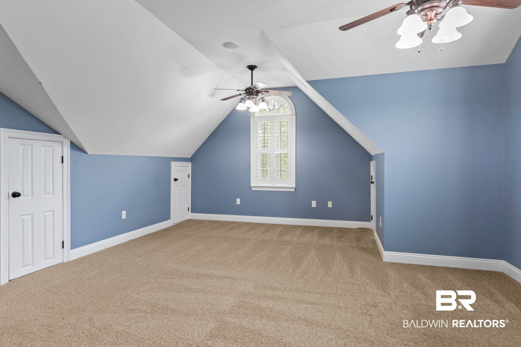 3668 Claridge Road North Mobile, AL 36608 - Photo 73 of 100 Bonus room with a ceiling fan, light carpet, and lofted ceiling
